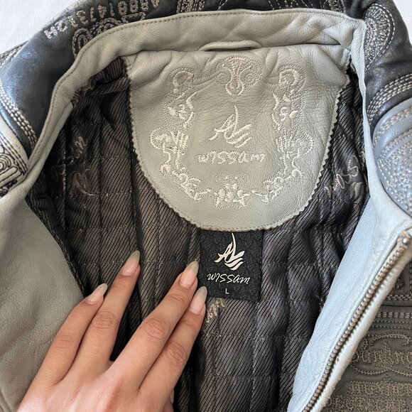 Al Wissam Genuine Leather Jacket Money Pattern - Picture 5 of 8